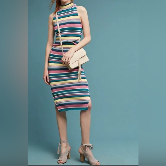 NWT Anthropologie Maeve skirt“Lana” multicolored striped knit midi skirt sz sm - Picture 14 of 14